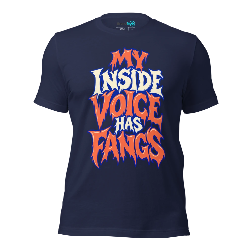 MY INSIDE VOICE HAS FANGS T Shirt Navy Front