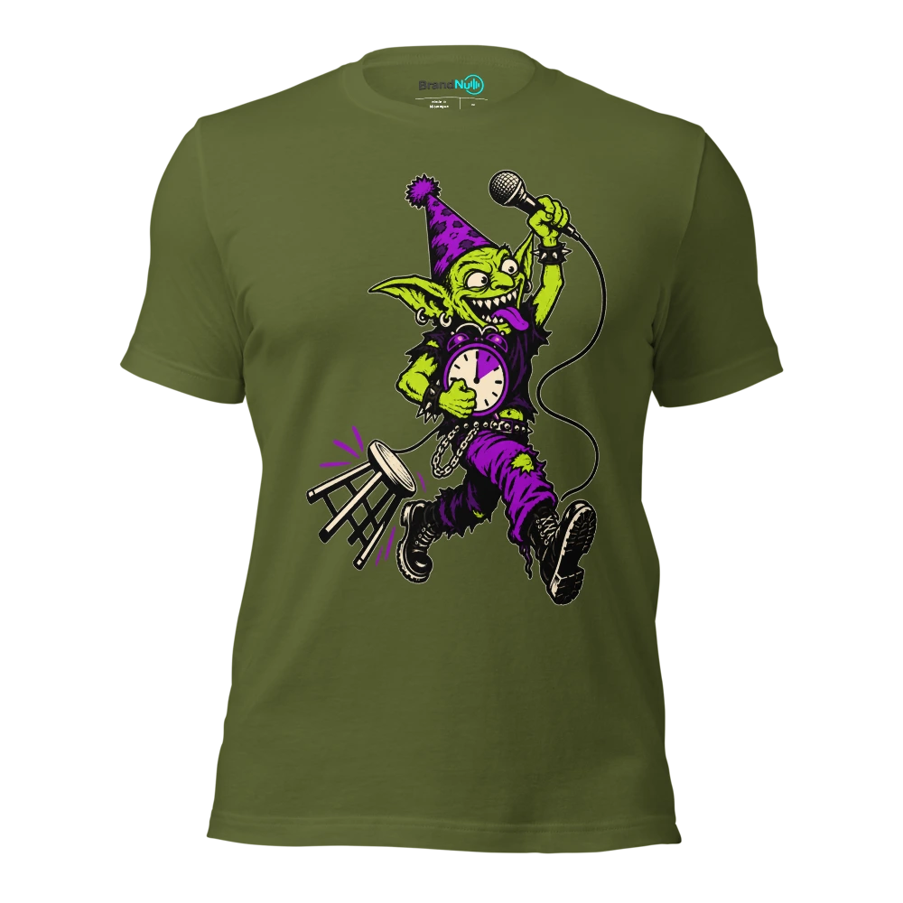 THE BIRTHDAY GOBLIN HAS STOLEN MY SET BREAK T Shirt Olive Front
