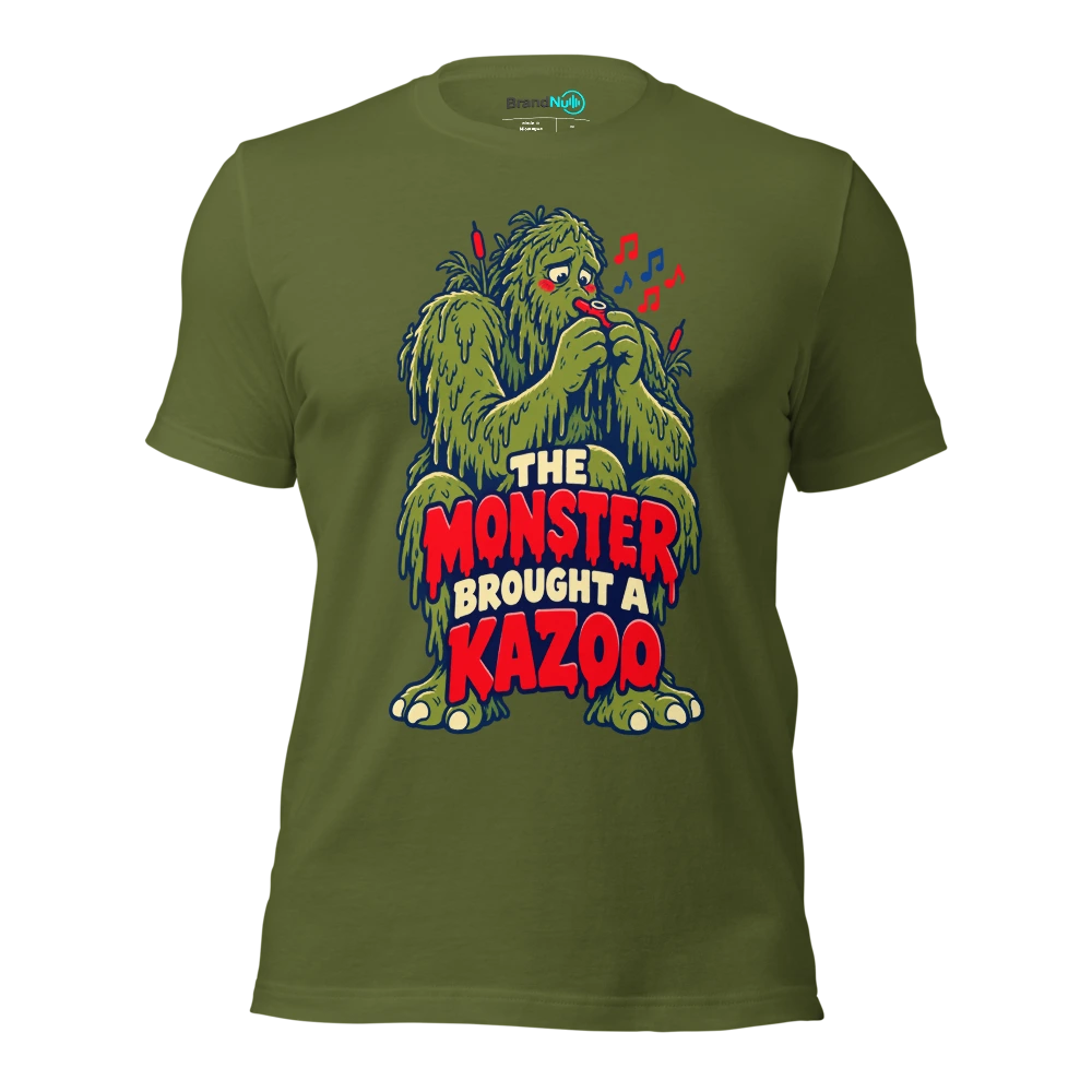 THE MONSTER BROUGHT A KAZOO T Shirt Olive Front