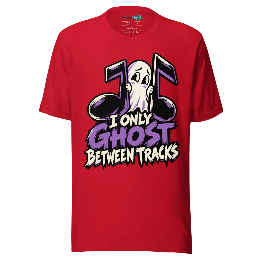 I ONLY GHOST BETWEEN TRACKS T Shirt Red Front
