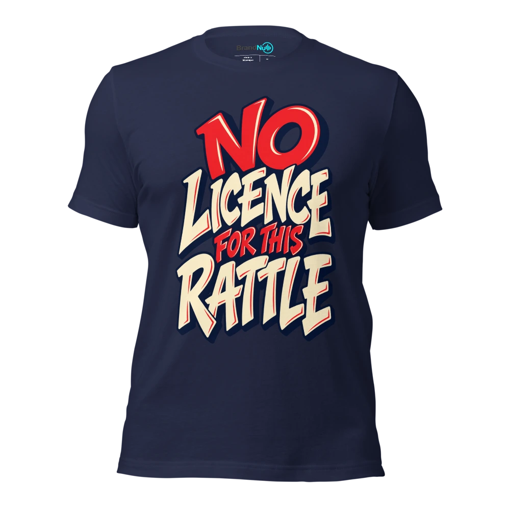 NO LICENCE FOR THIS RATTLE T Shirt Navy Front