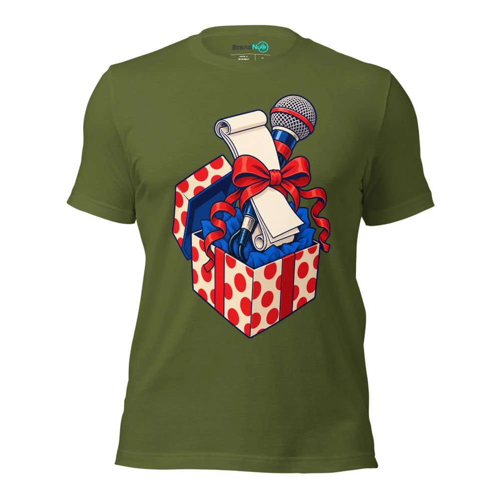 THIS GIG FEE IS A GIFT WRAPPED INVOICE PAD T Shirt Olive Front
