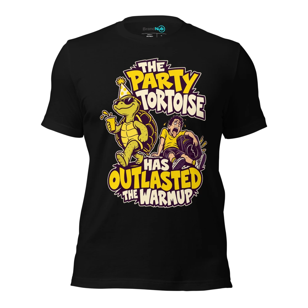 THE PARTY TORTOISE HAS OUTLASTED THE WARMUP T-SHIRT