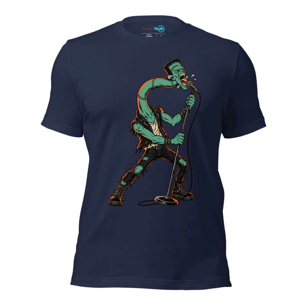 THE MONSTER HAS MORE NECK THAN MIC TECHNIQUE T Shirt Navy Front