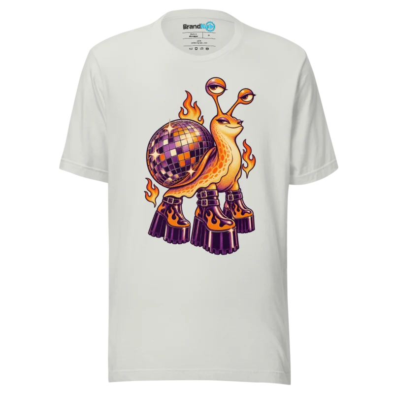 BrandNu Disco Shell Party Snail T-Shirt - Silver - Front