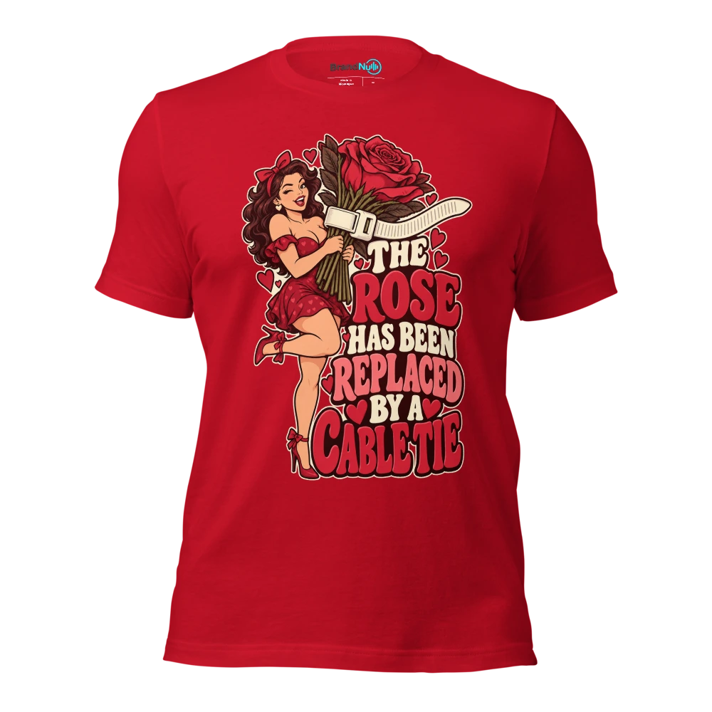 THE ROSE HAS BEEN REPLACED BY A CABLE TIE T Shirt Red Front