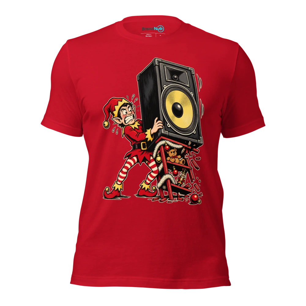 THE ELF SHELF IS A SPEAKER STAND T Shirt Red Front