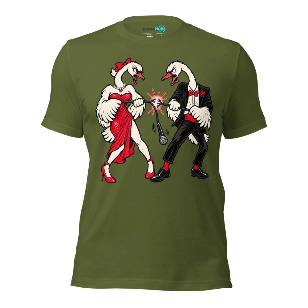 THE SWANS HAVE DIVORCED OVER KARAOKE T Shirt Olive Front
