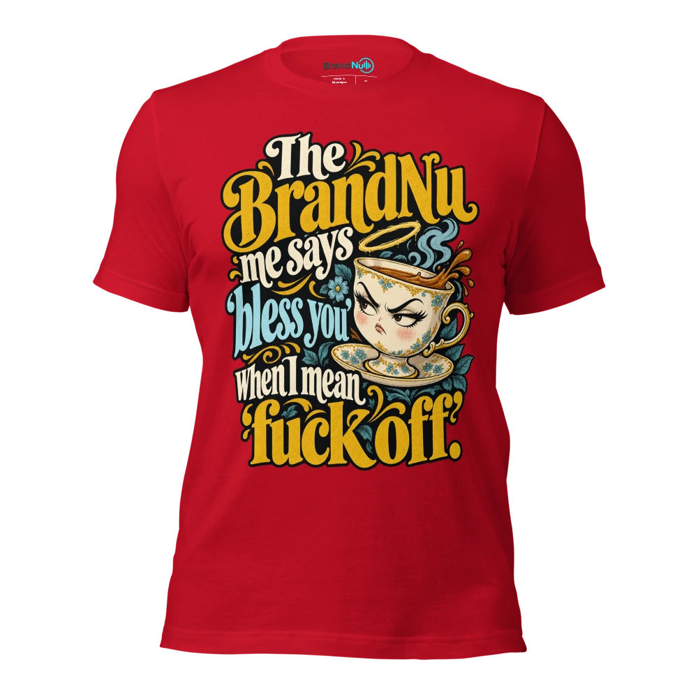The BrandNu me says ‘bless you’ when I mean ‘fuck off’ T Shirt Red Front