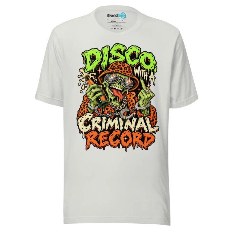 BrandNu Disco With A Criminal Record T-Shirt - Silver