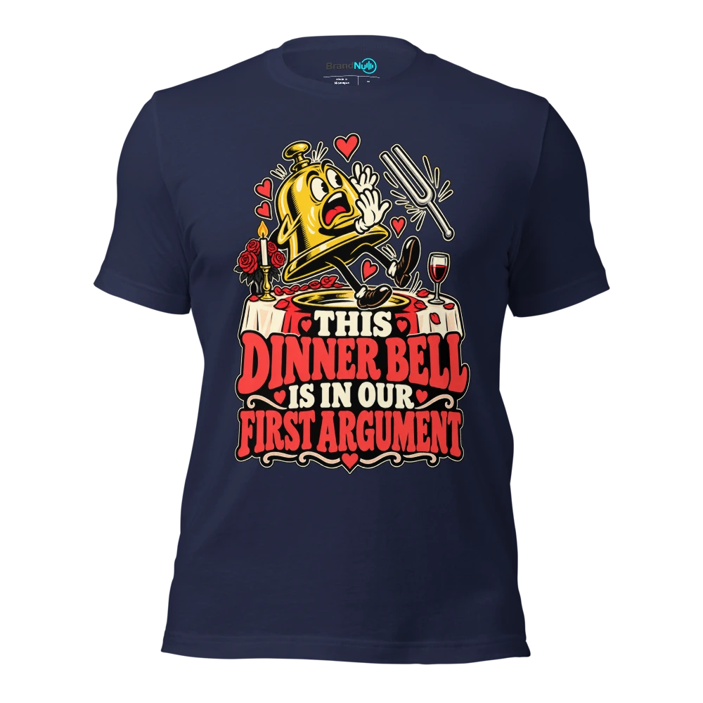 THIS DINNER BELL IS IN OUR FIRST ARGUMENT T Shirt Navy Front