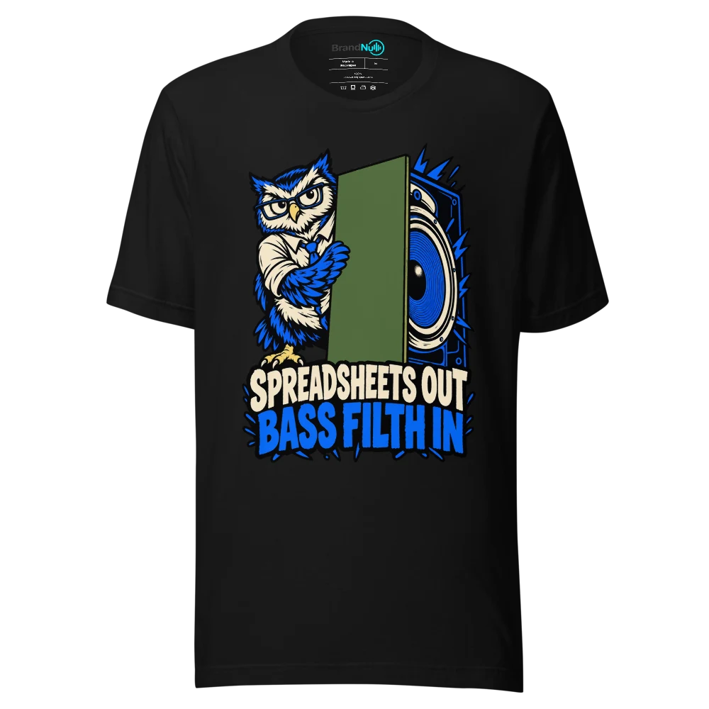SPREADSHEETS OUT BASS FILTH IN T Shirt Black Front