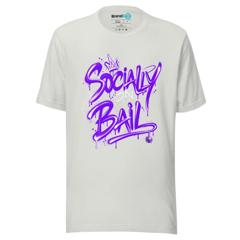 BrandNu Socially on Bail – Rave Slogan T-Shirt - Silver
