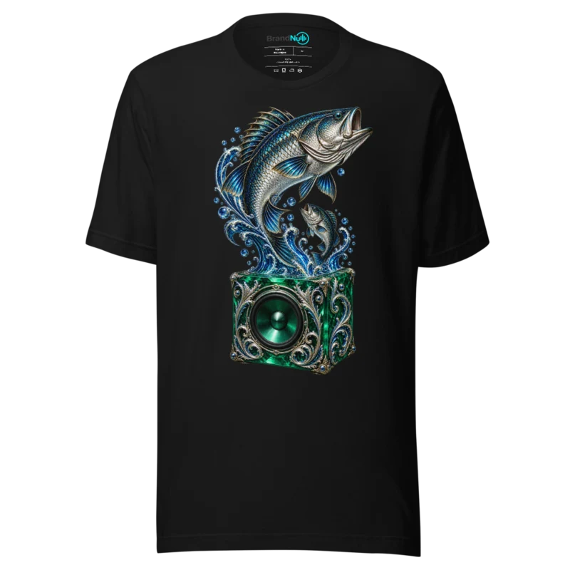 Big Fish Small Fish Cardboard Box T Shirt - Speaker Splash Edition - Black