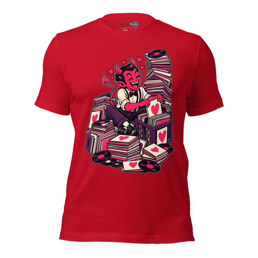 THE BREAKUP DEMON HAS A SUSPICIOUSLY GOOD LIBRARY T Shirt Red Front