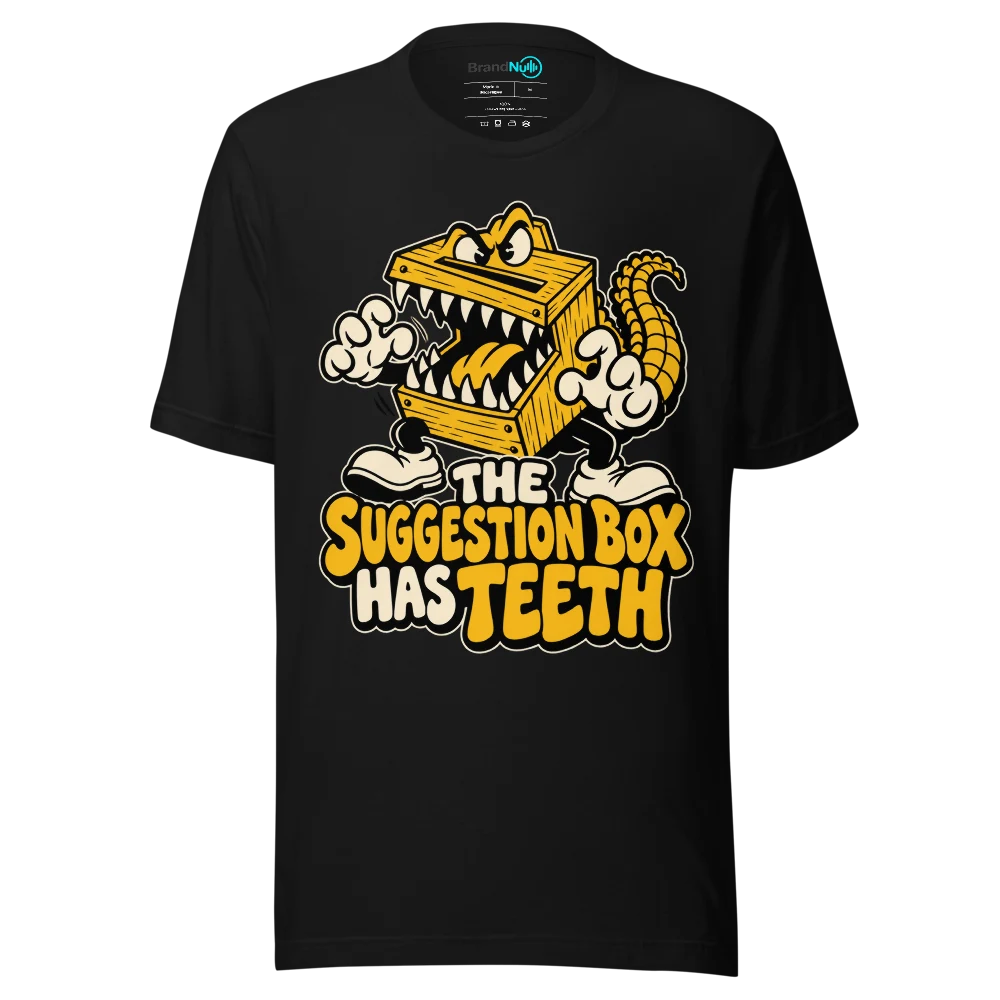 THE SUGGESTION BOX HAS TEETH T Shirt Black Front
