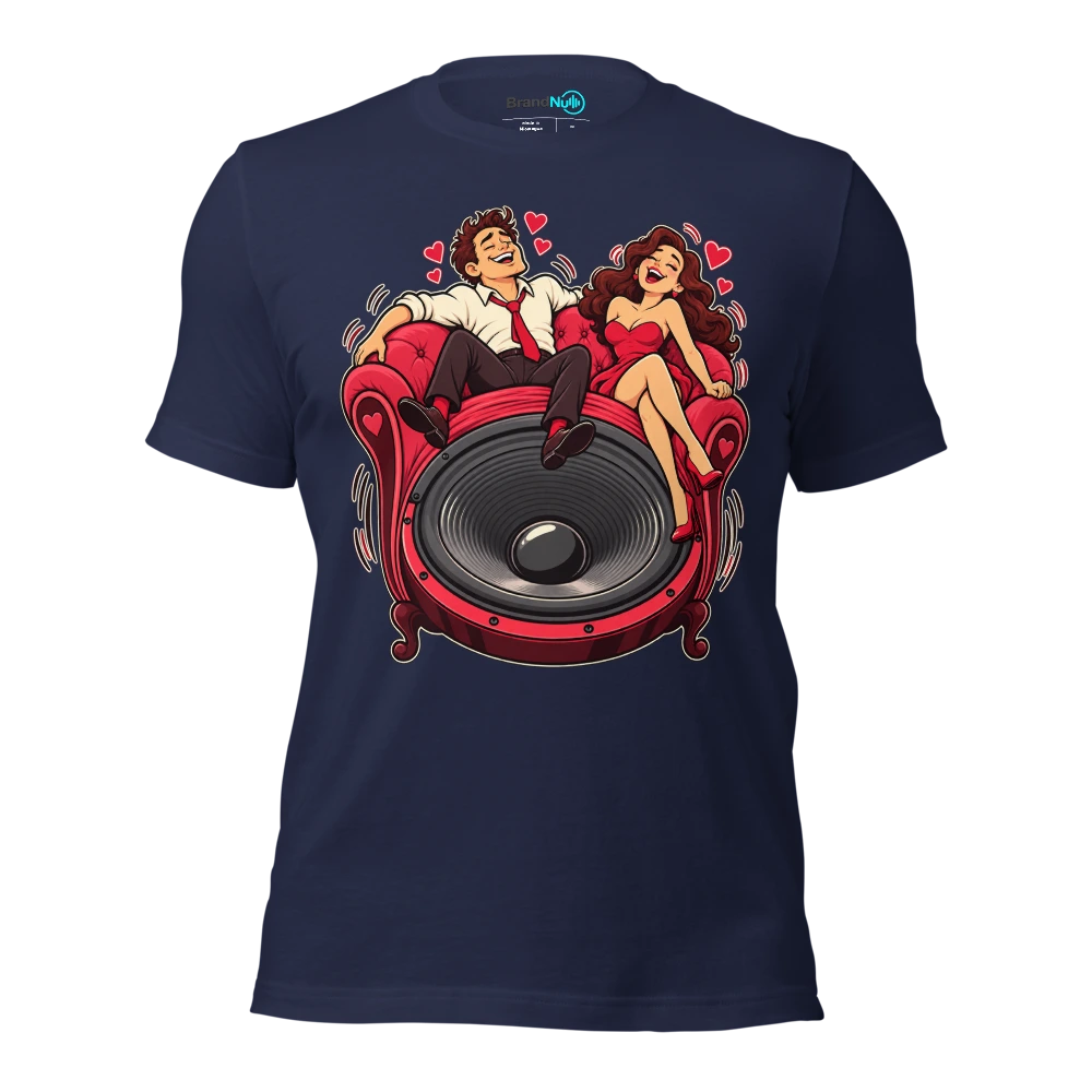 THE LOVE SEAT HAS A BASS PORT T Shirt Navy Front