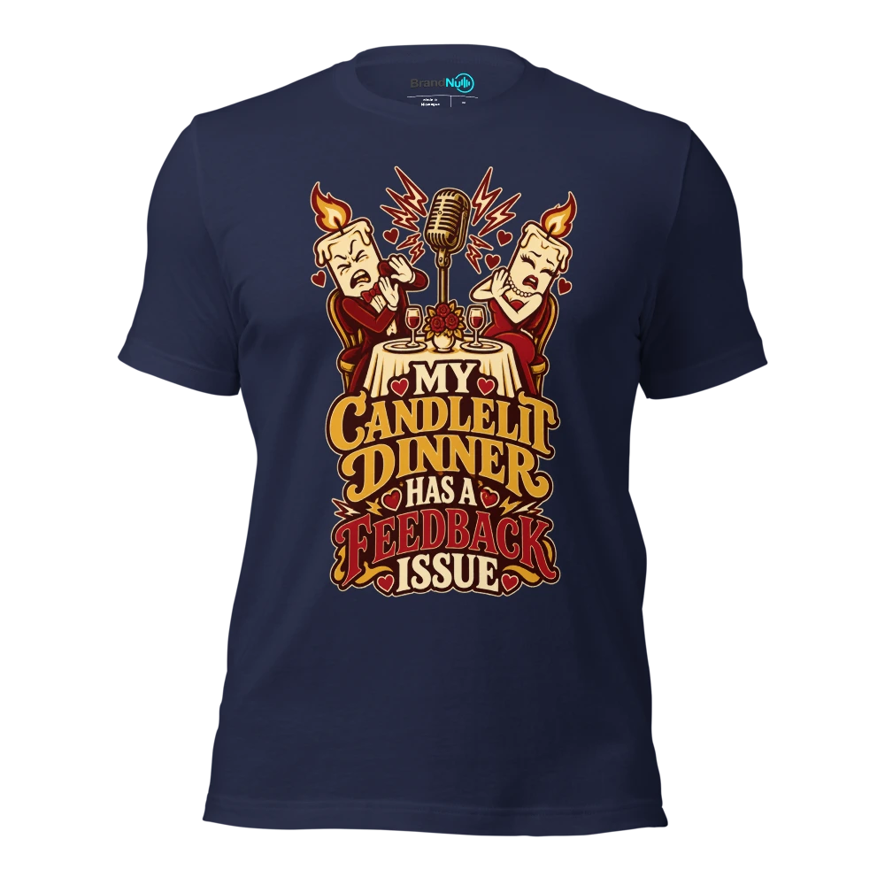 MY CANDLELIT DINNER HAS A FEEDBACK ISSUE T Shirt Navy Front