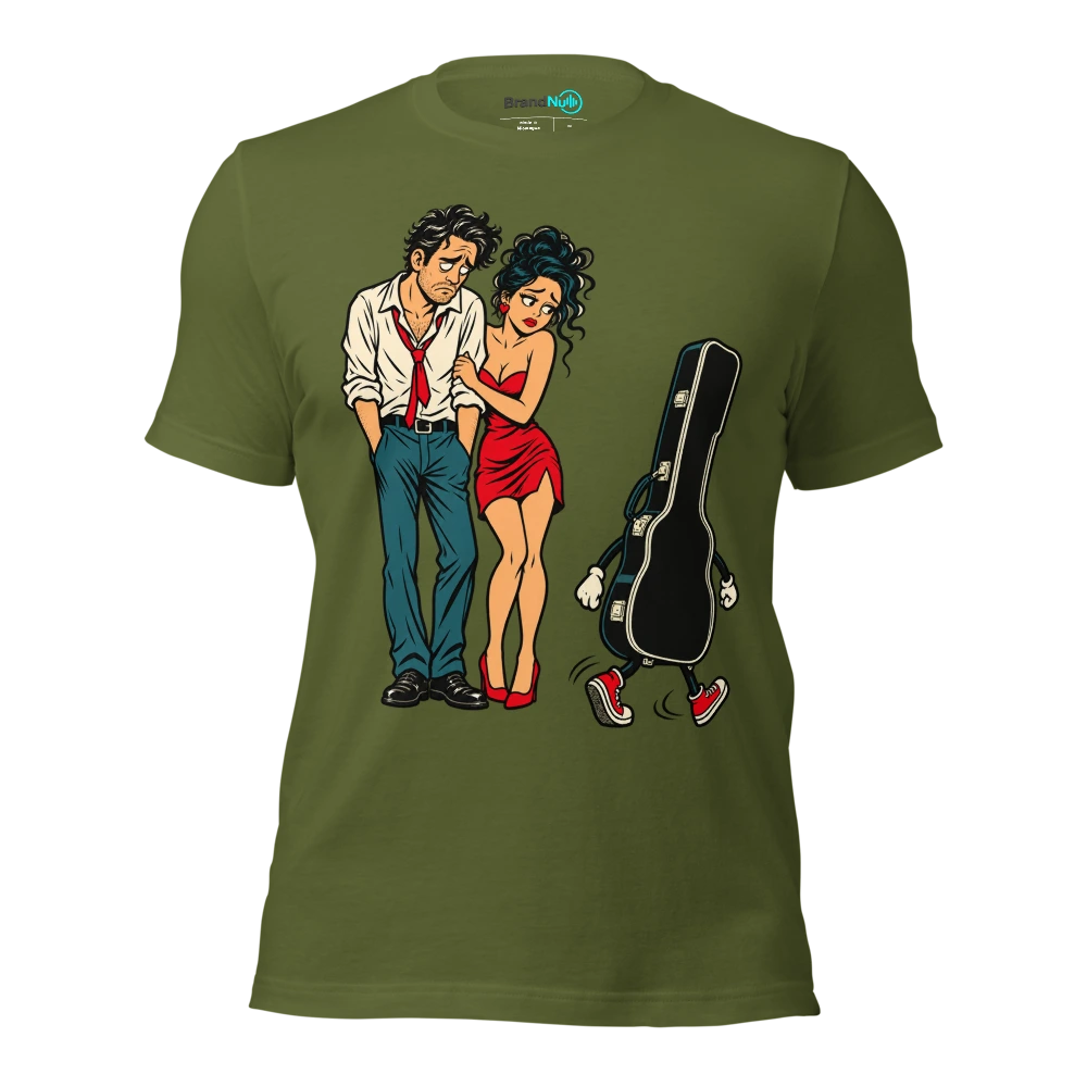 THE DATE STARTED WITH TECHNO ENDED WITH A TAXI FARE T Shirt Olive Front