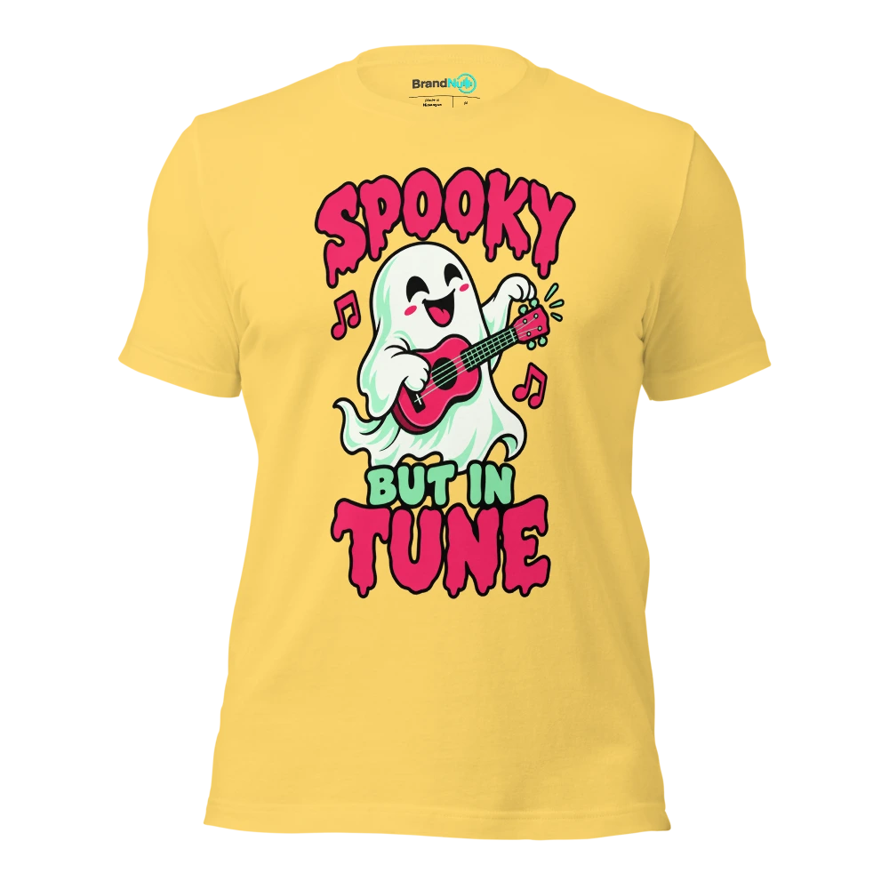 SPOOKY BUT IN TUNE T Shirt Yellow Front