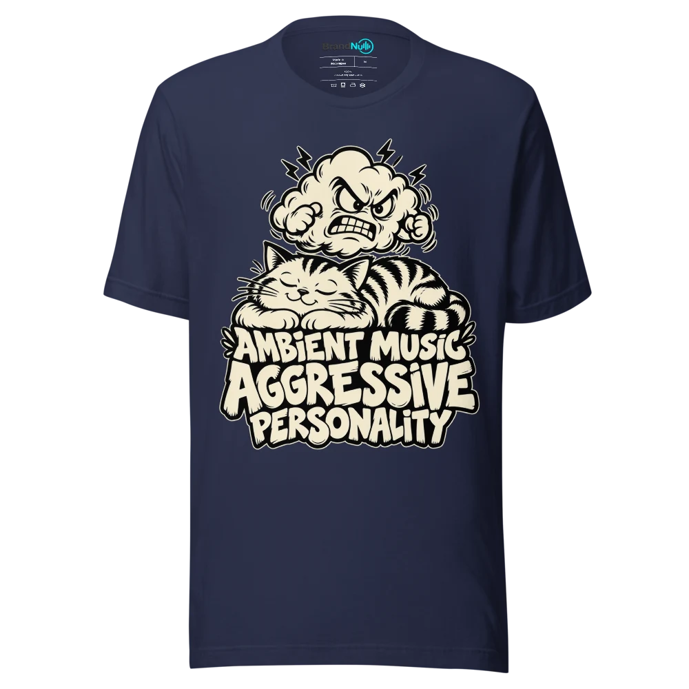 AMBIENT MUSIC AGGRESSIVE PERSONALITY T Shirt Navy Front