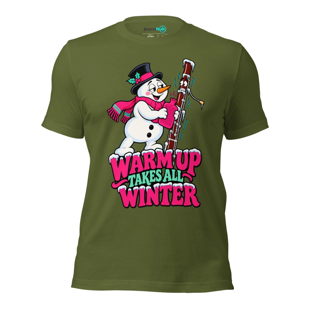 WARM UP TAKES ALL WINTER T Shirt Olive Front