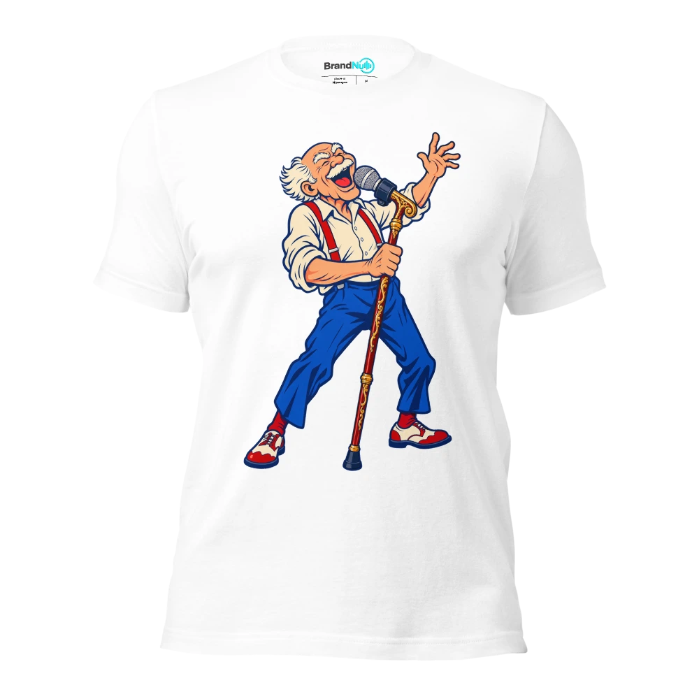 THIS WALKING STICK HAS A MICROPHONE CLIP T Shirt White Front
