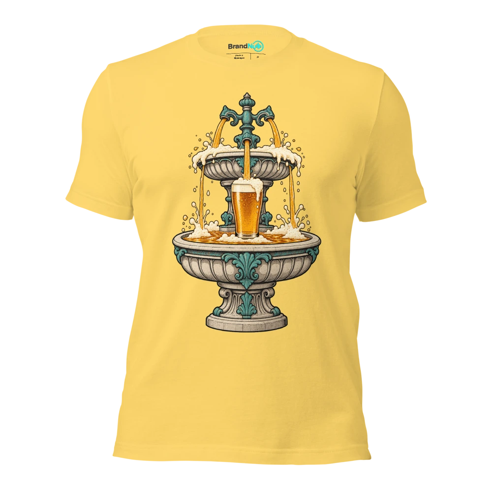 My BrandNu fountain of youth tastes suspiciously like lager T Shirt Yellow Front