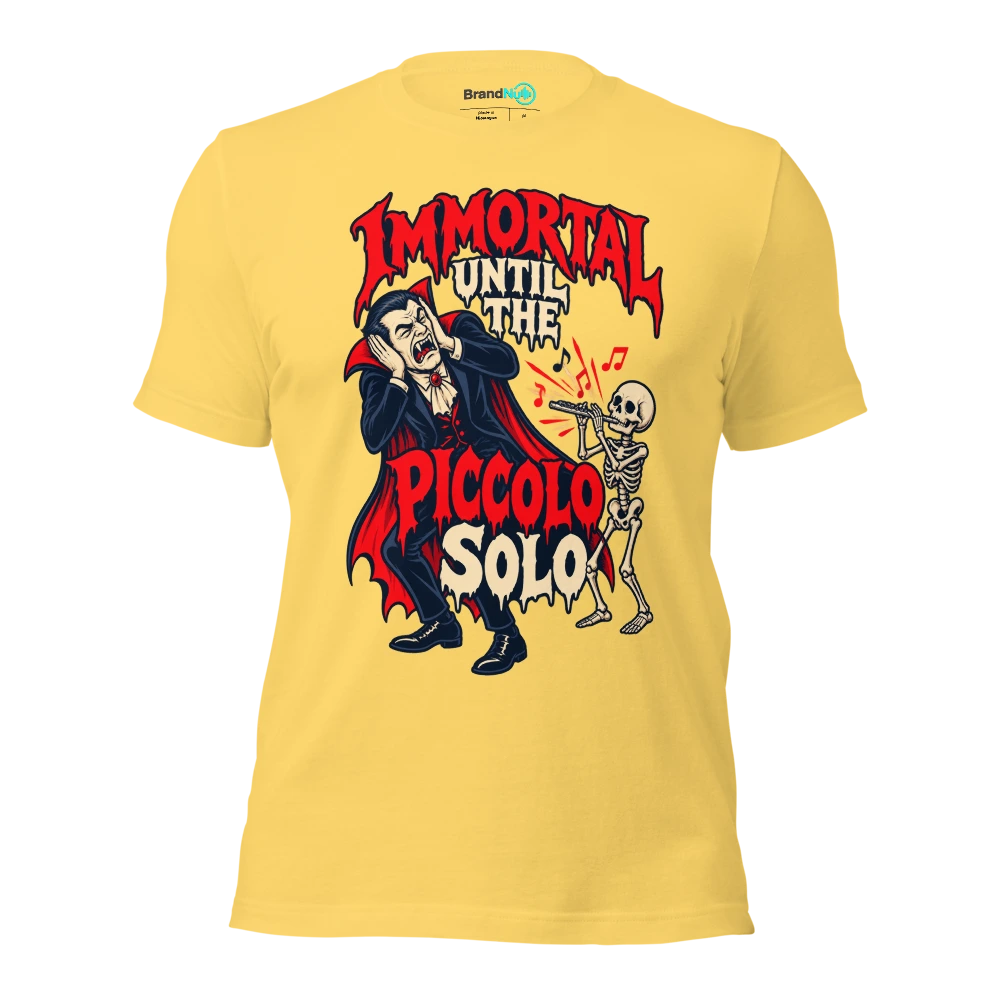 IMMORTAL UNTIL THE PICCOLO SOLO T Shirt Yellow Front