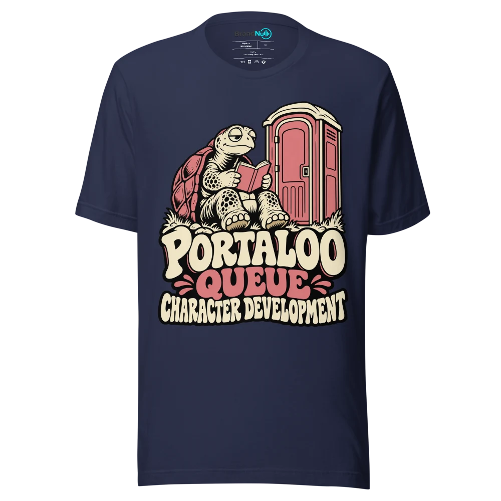 PORTALOO QUEUE CHARACTER DEVELOPMENT T Shirt Navy Front