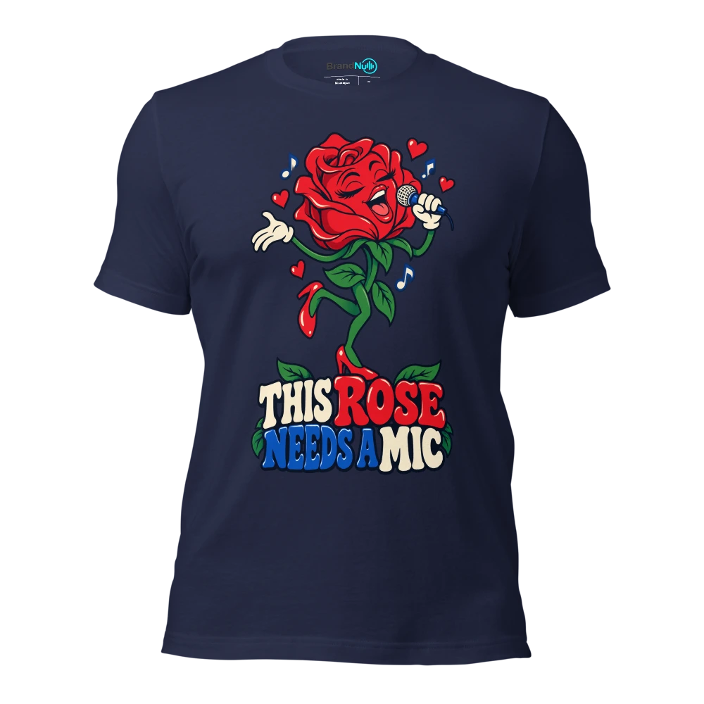 THIS ROSE NEEDS A MIC T Shirt Navy Front