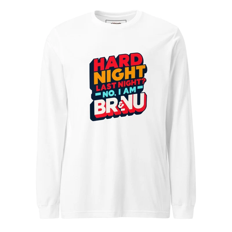 Hard Night Bold Retro Long Sleeve Tee - White