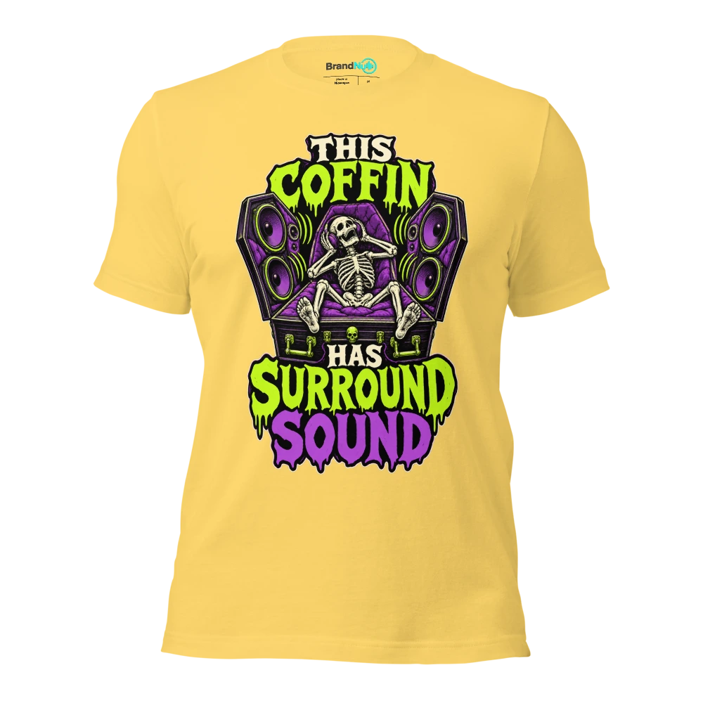 THIS COFFIN HAS SURROUND SOUND T Shirt - Yellow - front - Ghost 2