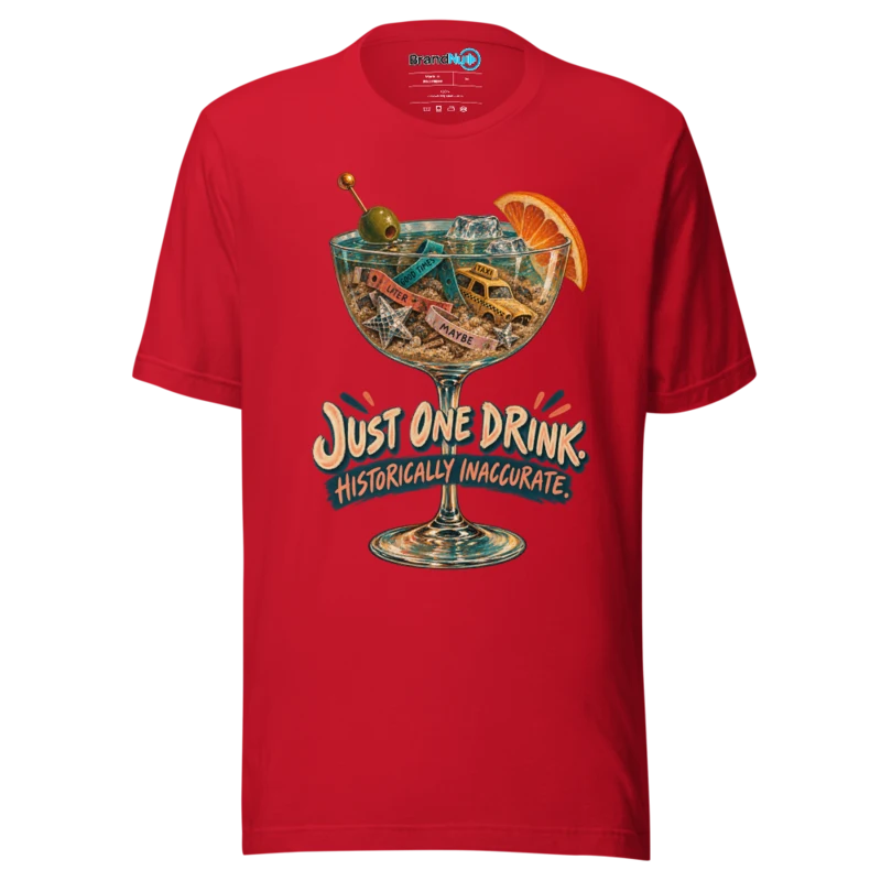 BrandNu Just One Drink – Rave Slogan T-Shirt - Red