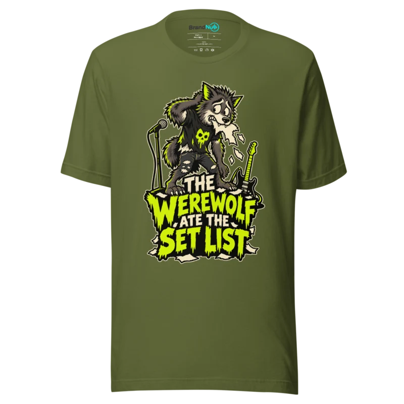 THE WEREWOLF ATE THE SET LIST T Shirt - Olive