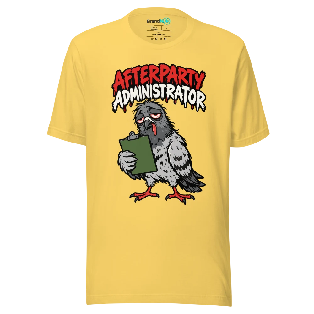 AFTERPARTY ADMINISTRATOR T Shirt Yellow Front