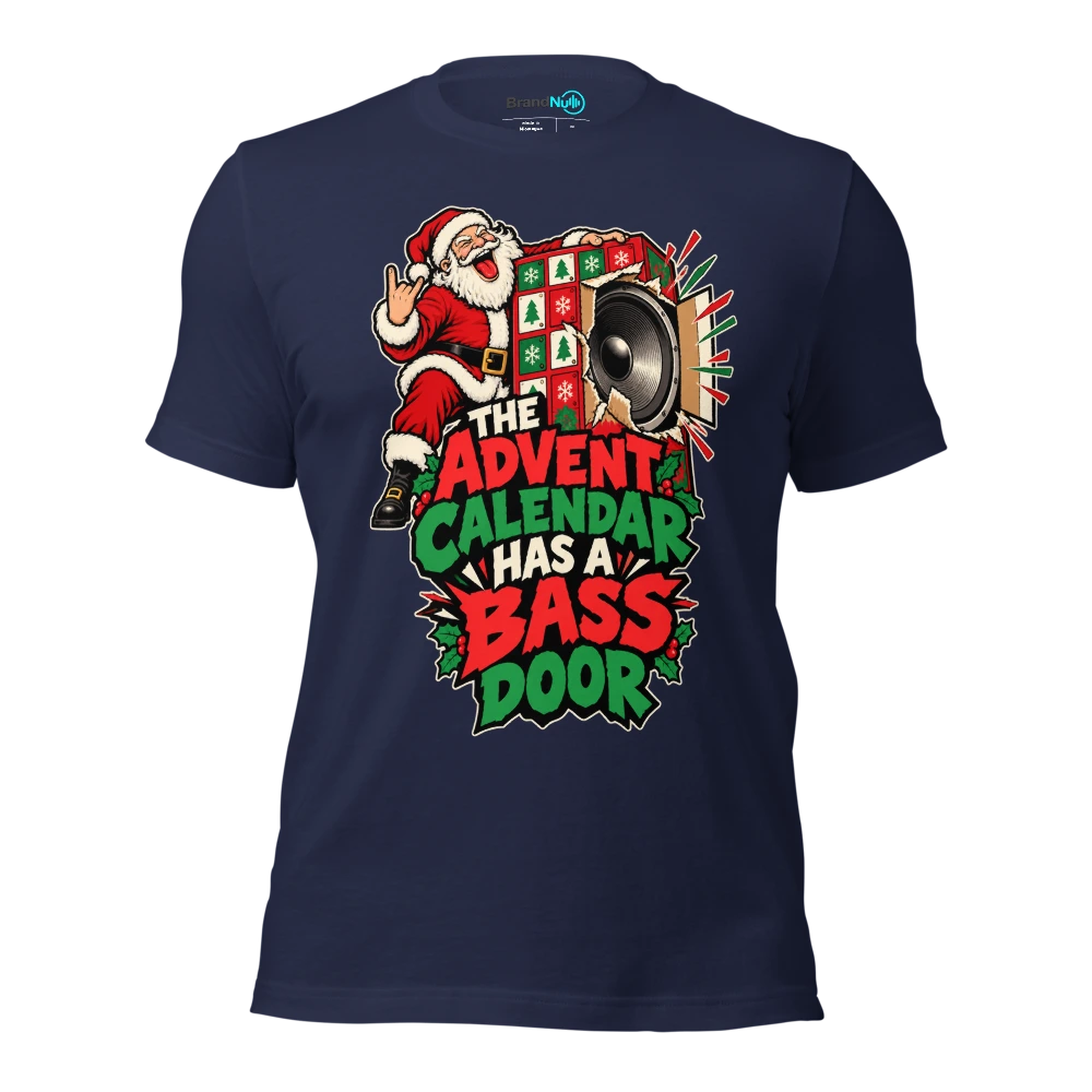 THE ADVENT CALENDAR HAS A BASS DOOR T Shirt Navy Front