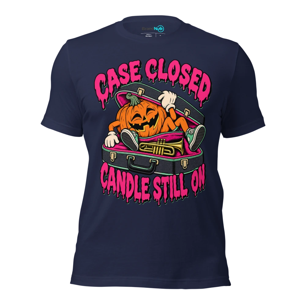 CASE CLOSED CANDLE STILL ON T Shirt Navy Front