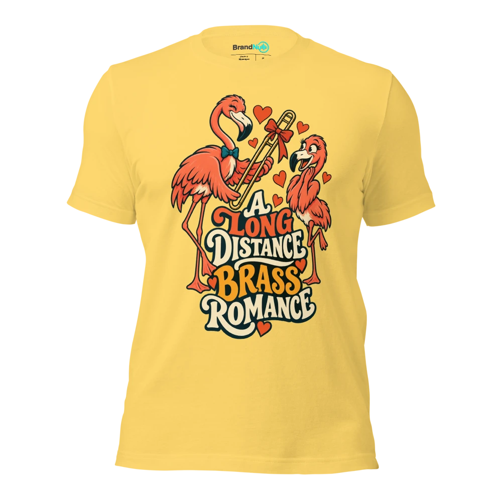 A LONG DISTANCE BRASS ROMANCE T Shirt Yellow Front