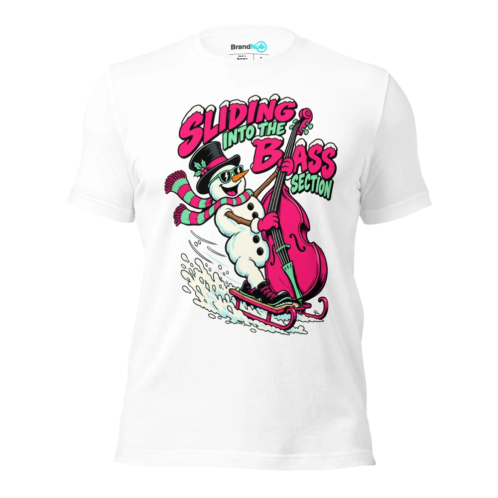 SLIDING INTO THE BASS SECTION T Shirt White Front