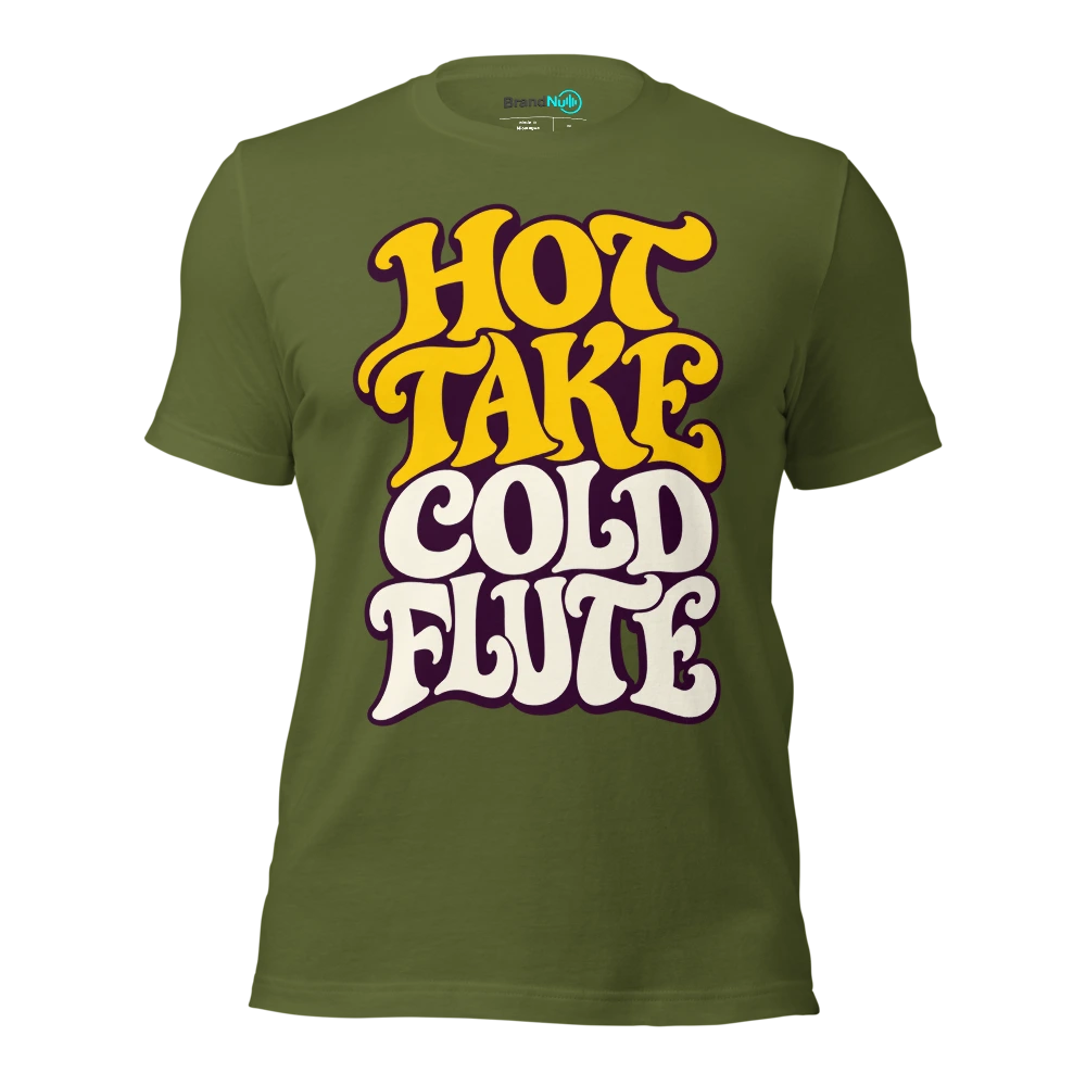 HOT TAKE COLD FLUTE T Shirt Olive Front