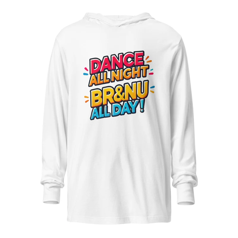 Dance All Night Colourful Hooded Long-Sleeve Tee - White