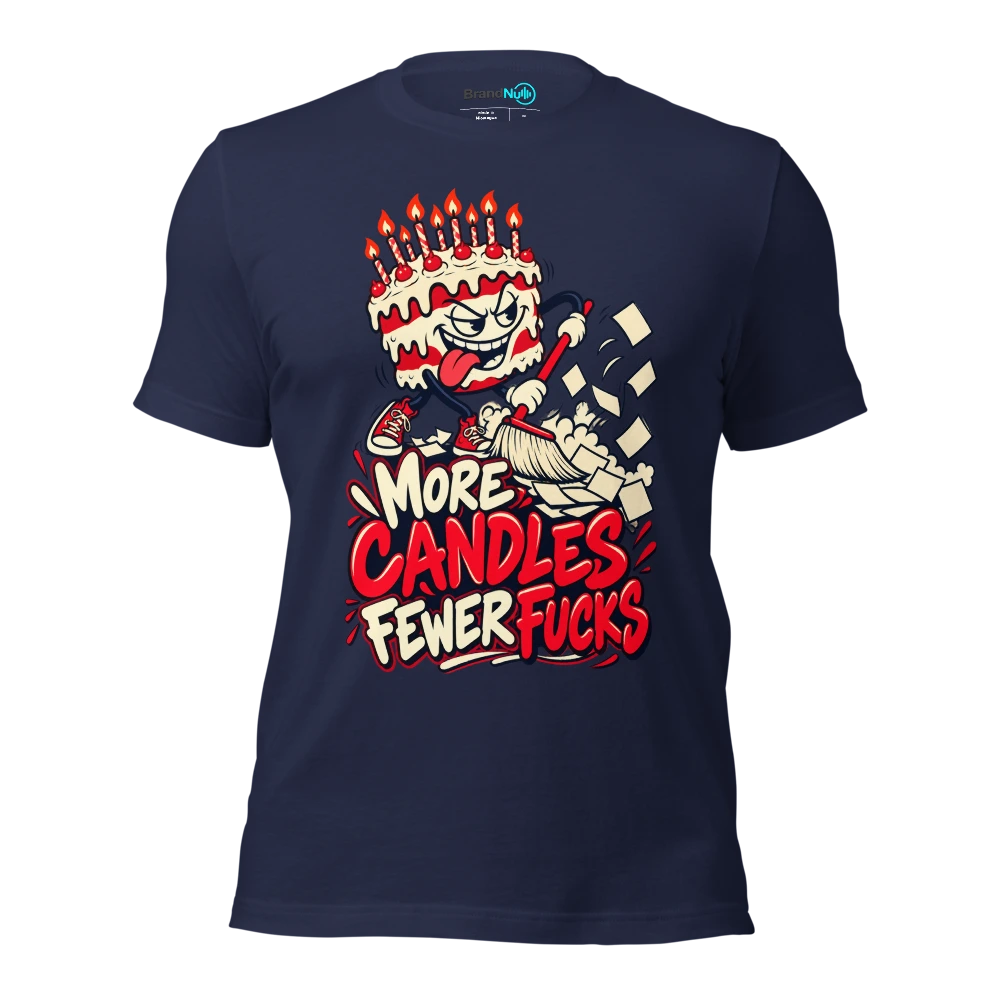MORE CANDLES FEWER FUCKS T Shirt Navy Front