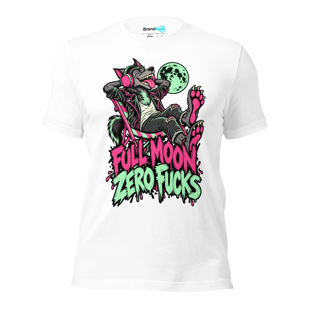 FULL MOON ZERO FUCKS T Shirt White Front
