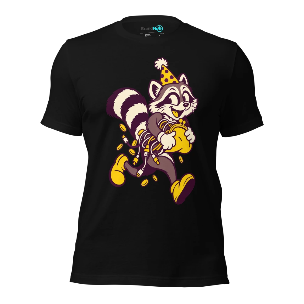 THE PARTY RACCOON HAS STOLEN MY UPGRADE BUDGET T Shirt Black Front