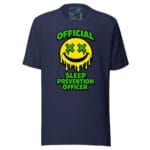 Official Sleep Prevention Officer – Yellow Dripping Smiley with Green Text Rave T-Shirt - Image 6