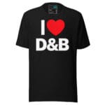 I Love Drum and Bass T Shirt DnB Minimal Heart Graphic
